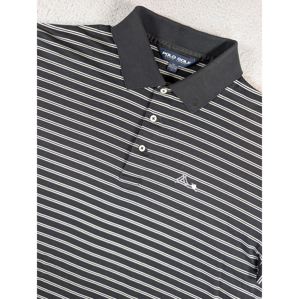 Polo Golf Ralph Lauren Mens Large Black White Maroon Golf Club Polo Shirt